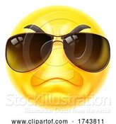 Vector Illustration of Tough Emoji Emoticon Face in Sunglasses by AtStockIllustration