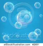 Vector Illustration of Transparent Bubbles Floating over Blue by AtStockIllustration