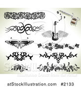 Vector Illustration of Tribal and Ornate Tattoo Designs by AtStockIllustration