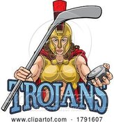 Vector Illustration of Trojan Lady Ice Hockey Sports Team Mascot by AtStockIllustration