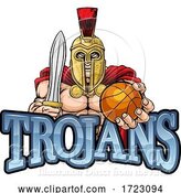 Vector Illustration of Trojan Spartan Basketball Sports Mascot by AtStockIllustration