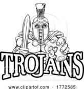 Vector Illustration of Trojan Spartan Gamer Gladiator Controller Mascot by AtStockIllustration