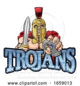 Vector Illustration of Trojan Spartan Gamer Warrior Controller Mascot by AtStockIllustration