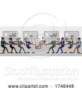 Vector Illustration of Tug of War Rope Pulling Business People Concept by AtStockIllustration