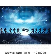 Vector Illustration of Tug of War Rope Pulling Silhouette Business People by AtStockIllustration