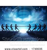 Vector Illustration of Tug of War Rope Pulling Silhouette Business People by AtStockIllustration