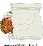 Vector Illustration of Turkey Chef Character Scroll Sign by AtStockIllustration