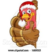 Vector Illustration of Turkey in Santa Hat Christmas Thanksgiving by AtStockIllustration