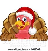 Vector Illustration of Turkey in Santa Hat Christmas Thanksgiving by AtStockIllustration