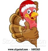 Vector Illustration of Turkey in Santa Hat Christmas Thanksgiving by AtStockIllustration