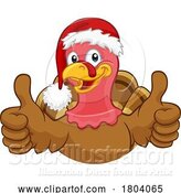 Vector Illustration of Turkey in Santa Hat Christmas Thanksgiving by AtStockIllustration