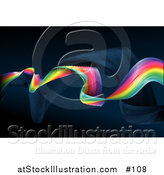 Vector Illustration of Twisting and Twirling Rainbow over a Dark Background by AtStockIllustration
