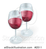 Vector Illustration of Two 3d Glasses of Red Wine by AtStockIllustration