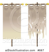 Vector Illustration of Two Banners, One Old, One New by AtStockIllustration