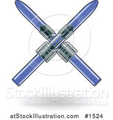 Vector Illustration of Two Crossed Blue Skis by AtStockIllustration