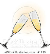 Vector Illustration of Two Glass Champagne Glasses Toasting by AtStockIllustration