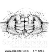Vector Illustration of Two Hands Fist Bump Punch Woodcut Fists by AtStockIllustration