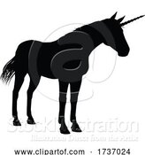 Vector Illustration of Unicorn Silhouette Horned Horse by AtStockIllustration