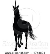 Vector Illustration of Unicorn Silhouette Horned Horse by AtStockIllustration