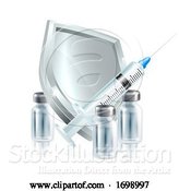 Vector Illustration of Vaccination Injection Syringe Immunization Shield by AtStockIllustration