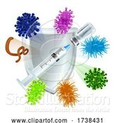 Vector Illustration of Vaccine Injection and Vial Shield Medical Concept by AtStockIllustration
