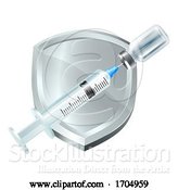 Vector Illustration of Vaccine Injection Medical Immunization Shield by AtStockIllustration