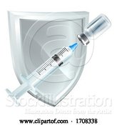 Vector Illustration of Vaccine Injection Syringe Immunization Shield by AtStockIllustration