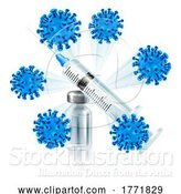 Vector Illustration of Vaccine Syringe and Vials Vaccination Concept by AtStockIllustration