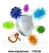 Vector Illustration of Vaccine Virus Shield Cells or Antibacterial Icon by AtStockIllustration