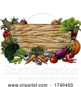 Vector Illustration of Vegetable Fresh Garden Produce Border Woodcut Sign by AtStockIllustration