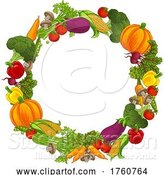 Vector Illustration of Vegetable Produce Food Circle Frame Background by AtStockIllustration