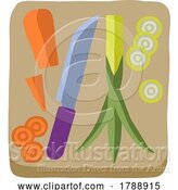 Vector Illustration of Vegetables and Knife on Chopping Cutting Board by AtStockIllustration