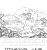 Vector Illustration of Vicious Tyrannosaurus Rex Dinosaur by AtStockIllustration