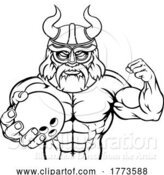 Vector Illustration of Viking Bowling Sports Mascot by AtStockIllustration