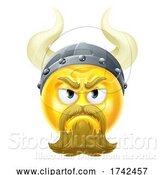 Vector Illustration of Viking Emoticon Face Icon by AtStockIllustration
