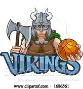 Vector Illustration of Viking Female Gladiator Basketball Warrior Lady by AtStockIllustration