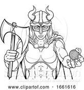 Vector Illustration of Viking Female Gladiator Golf Warrior Lady by AtStockIllustration