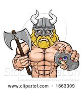 Vector Illustration of Viking Gamer Gladiator Warrior Controller Mascot by AtStockIllustration