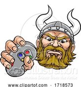 Vector Illustration of Viking Gamer Video Game Controller Mascot by AtStockIllustration
