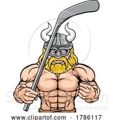 Vector Illustration of Viking Guy Ice Hockey Sports Team Mascot by AtStockIllustration