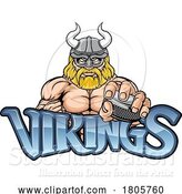Vector Illustration of Viking Guy Ice Hockey Sports Team Mascot by AtStockIllustration