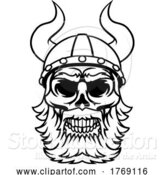 Vector Illustration of Viking Helmet Warrior Bearded Skull by AtStockIllustration