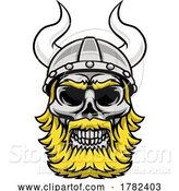 Vector Illustration of Viking Helmet Warrior Bearded Skull by AtStockIllustration