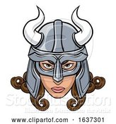 Vector Illustration of Viking Lady Warrior Mascot by AtStockIllustration