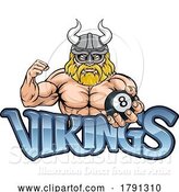 Vector Illustration of Viking Pool 8 Ball Billiards Mascot by AtStockIllustration