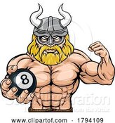 Vector Illustration of Viking Pool 8 Ball Billiards Mascot by AtStockIllustration