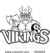 Vector Illustration of Viking Pool 8 Ball Billiards Mascot by AtStockIllustration