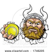 Vector Illustration of Viking Tennis Ball Sports Mascot by AtStockIllustration