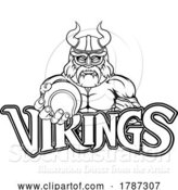 Vector Illustration of Viking Tennis Sports Mascot by AtStockIllustration