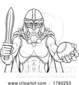 Vector Illustration of Viking Trojan Celtic Knight Baseball Warrior Lady by AtStockIllustration